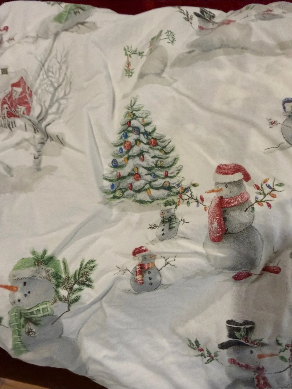 Pottery Barn Cotton Queen Sheet Set  Print Holiday Flat fitted 2 Pillowcases